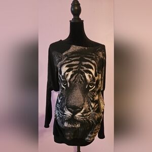 Black and White Tiger Print Sweater Dress